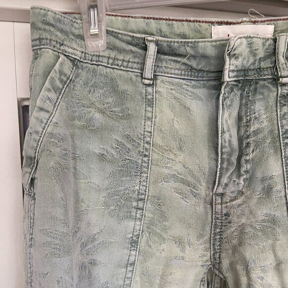 Anthropologie Pants Womens 26 Wanderer Relaxed Taper Straight Floral Green READ - Picture 3 of 10